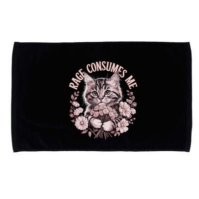 Rage Consumes Me Cottage Core Cat Meme Aesthetic Microfiber Hand Towel