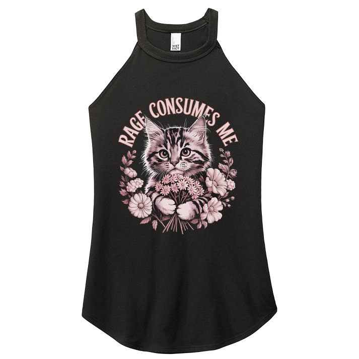 Rage Consumes Me Cottage Core Cat Meme Aesthetic Women's Perfect Tri Rocker Tank