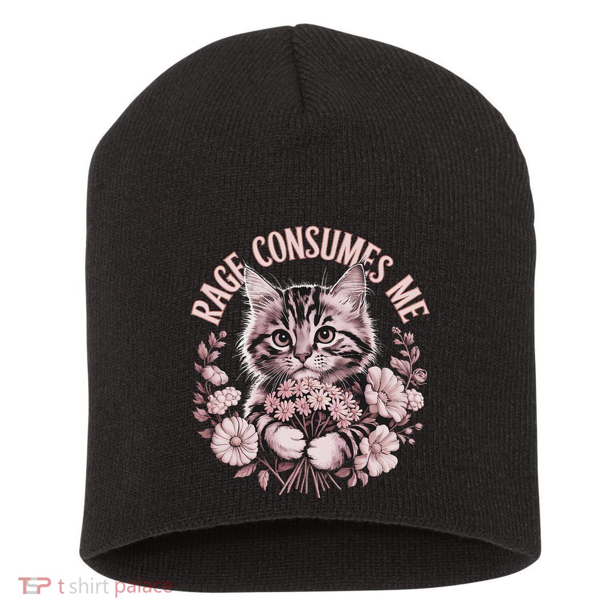 Rage Consumes Me Cottage Core Cat Meme Aesthetic Short Acrylic Beanie