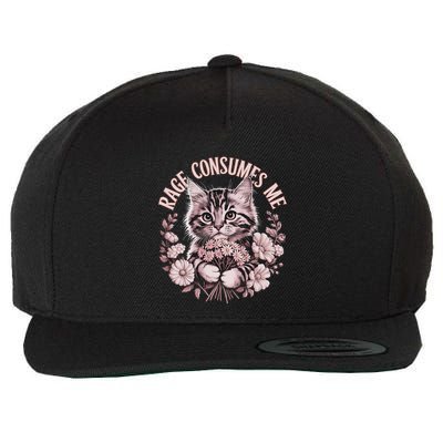 Rage Consumes Me Cottage Core Cat Meme Aesthetic Wool Snapback Cap