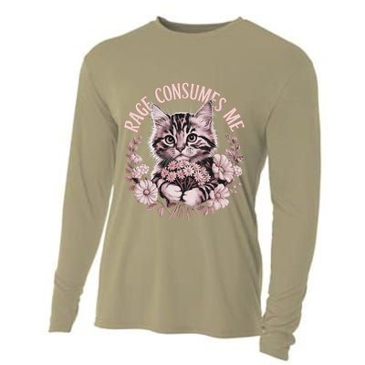 Rage Consumes Me Cottage Core Cat Meme Aesthetic Cooling Performance Long Sleeve Crew