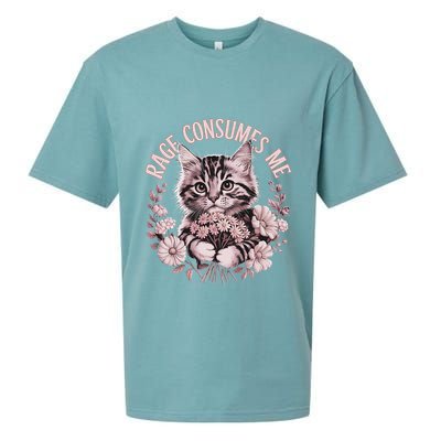 Rage Consumes Me Cottage Core Cat Meme Aesthetic Sueded Cloud Jersey T-Shirt