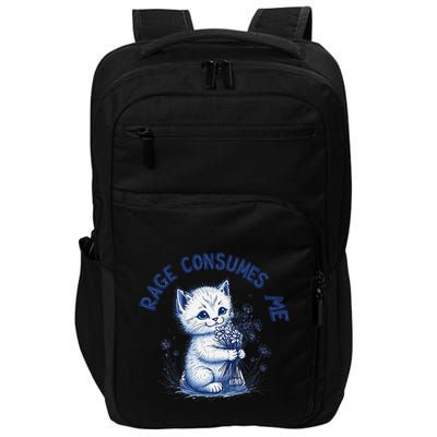 Rage Consumes Me Cat Flower Cute Kitty Cat Meme Design Funny Impact Tech Backpack