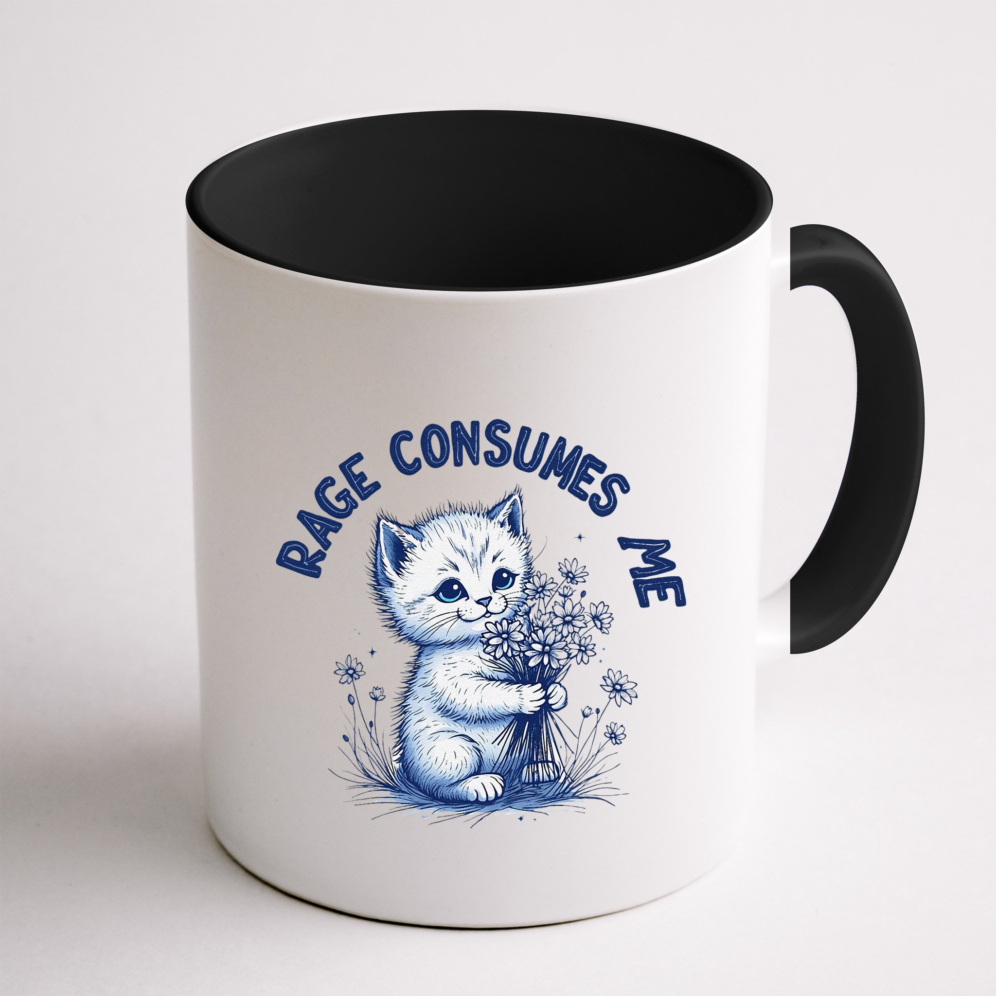 Rage Consumes Me Cat Flower Cute Kitty Cat Meme Design Funny Mug