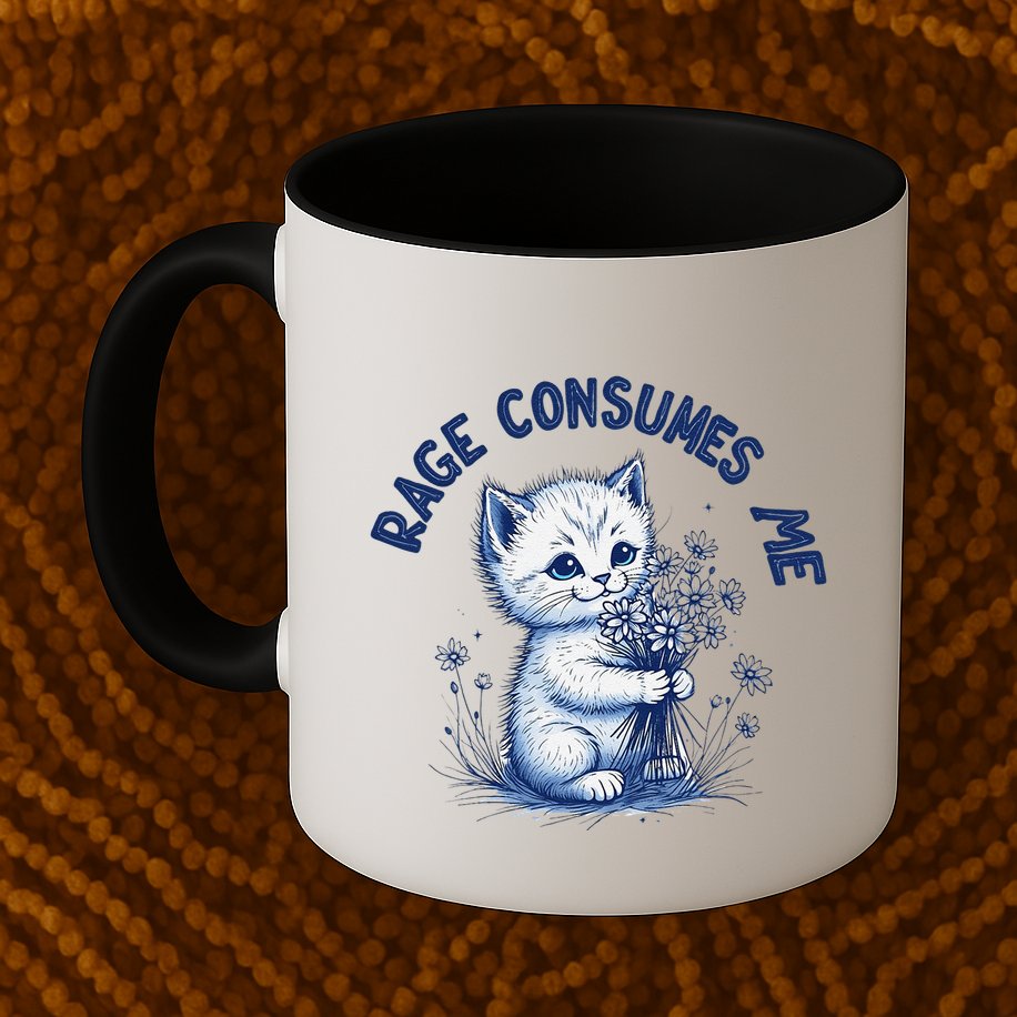 Rage Consumes Me Cat Flower Cute Kitty Cat Meme Design Funny Mug