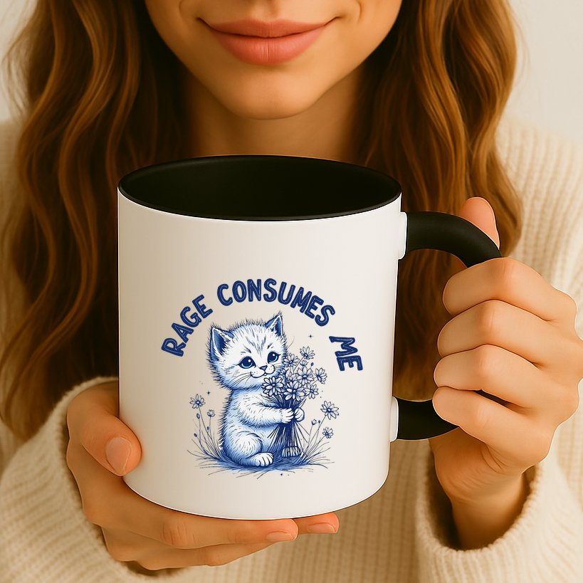 Rage Consumes Me Cat Flower Cute Kitty Cat Meme Design Funny Mug