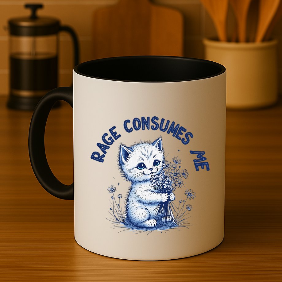 Rage Consumes Me Cat Flower Cute Kitty Cat Meme Design Funny Mug
