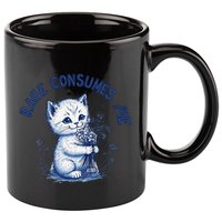 Rage Consumes Me Cat Flower Cute Kitty Cat Meme Design Funny 11oz C Handle Ceramic Mug