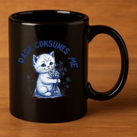 Rage Consumes Me Cat Flower Cute Kitty Cat Meme Design Funny 11oz C Handle Ceramic Mug