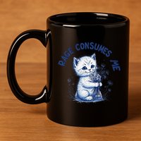 Rage Consumes Me Cat Flower Cute Kitty Cat Meme Design Funny 11oz C Handle Ceramic Mug