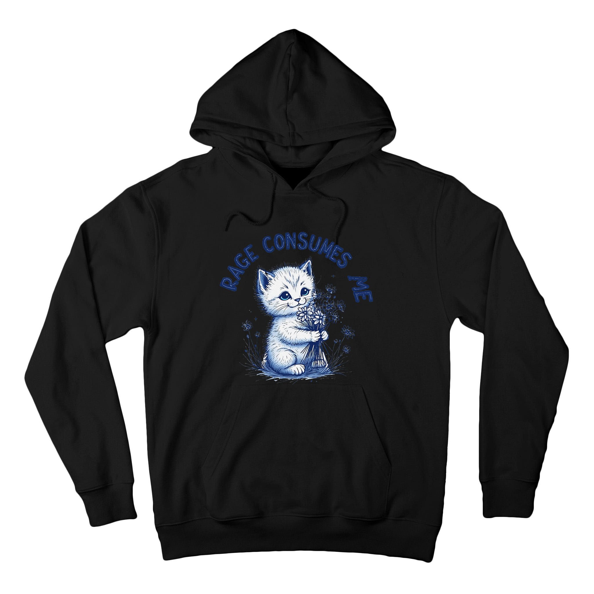 Rage Consumes Me Cat Flower Cute Kitty Cat Meme Design Funny Tall Hoodie