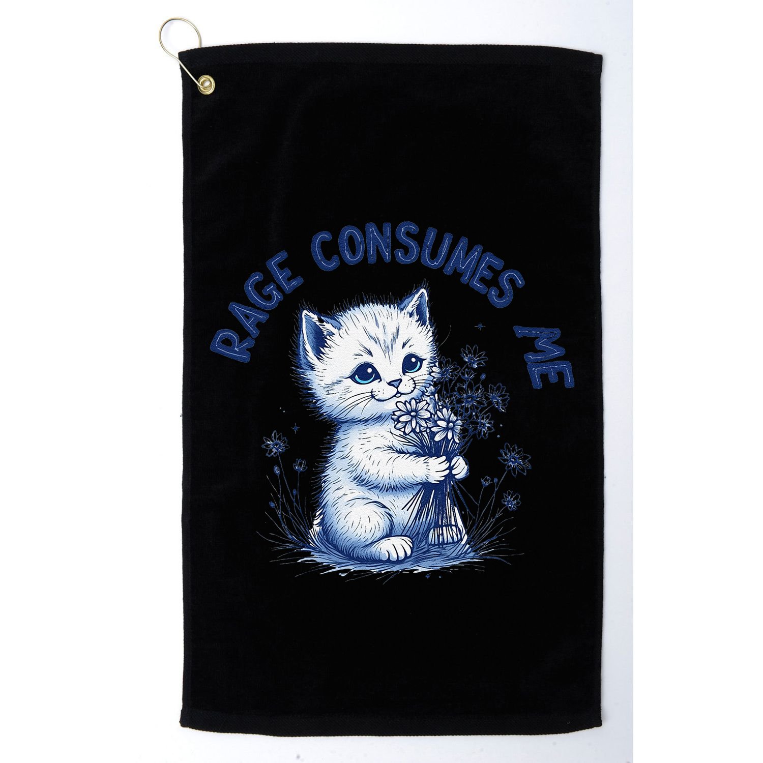 Rage Consumes Me Cat Flower Cute Kitty Cat Meme Design Funny Golf Towel