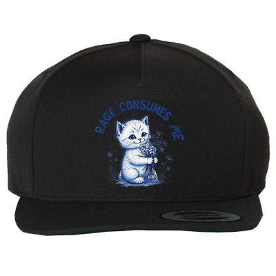 Rage Consumes Me Cat Flower Cute Kitty Cat Meme Design Funny Wool Snapback Cap