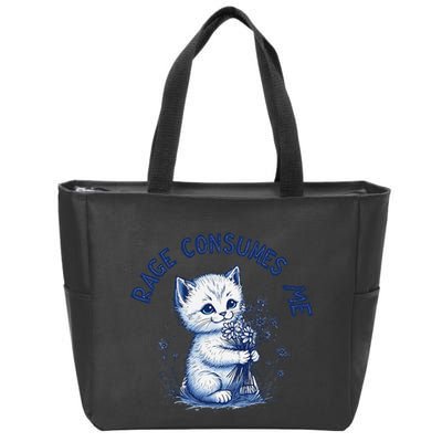 Rage Consumes Me Cat Flower Cute Kitty Cat Meme Design Funny Zip Tote Bag
