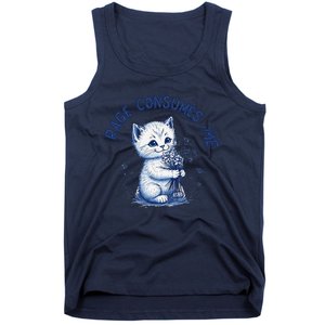 Rage Consumes Me Cat Flower Cute Kitty Cat Meme Design Funny Tank Top