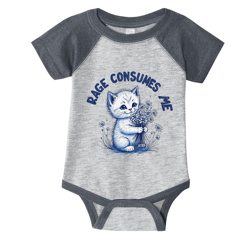 Rage Consumes Me Cat Flower Cute Kitty Cat Meme Design Funny Infant Baby Jersey Bodysuit