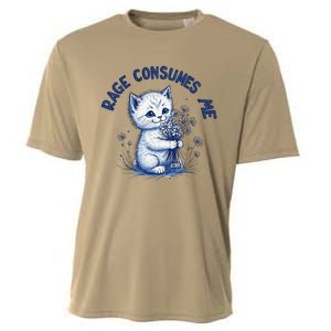 Rage Consumes Me Cat Flower Cute Kitty Cat Meme Design Funny Cooling Performance Crew T-Shirt