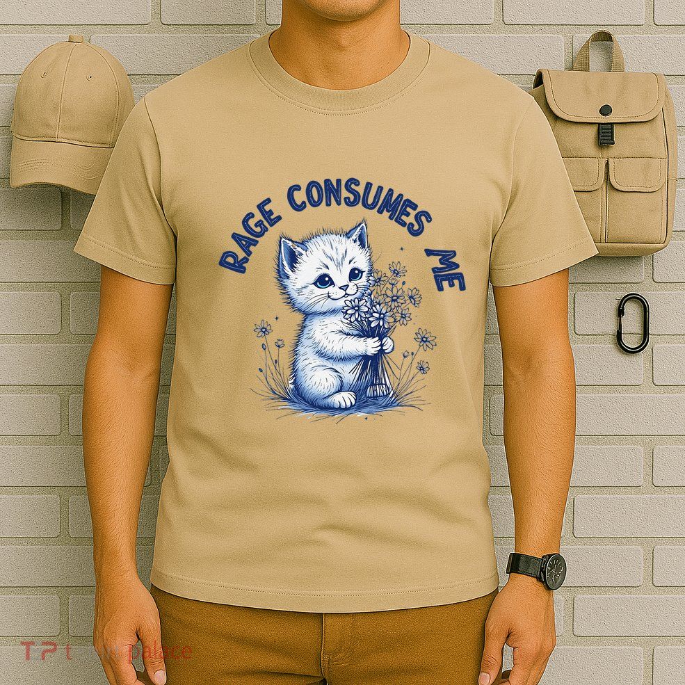 Rage Consumes Me Cat Flower Cute Kitty Cat Meme Design Funny T-Shirt