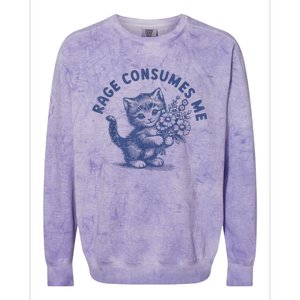 Rage Consumes Me Cat Flower Cute Kitty Cat Meme Colorblast Crewneck Sweatshirt