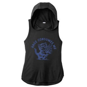 Rage Consumes Me Cat Flower Cute Kitty Cat Meme Ladies PosiCharge Tri-Blend Wicking Draft Hoodie Tank