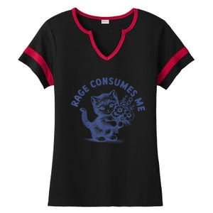 Rage Consumes Me Cat Flower Cute Kitty Cat Meme Ladies Halftime Notch Neck Tee