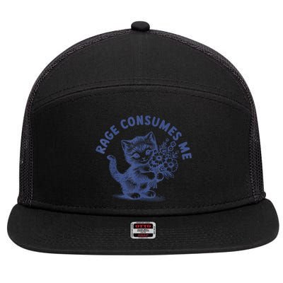 Rage Consumes Me Cat Flower Cute Kitty Cat Meme 7 Panel Mesh Trucker Snapback Hat
