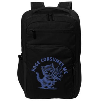 Rage Consumes Me Cat Flower Cute Kitty Cat Meme Impact Tech Backpack