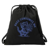 Rage Consumes Me Cat Flower Cute Kitty Cat Meme Drawstring Bag