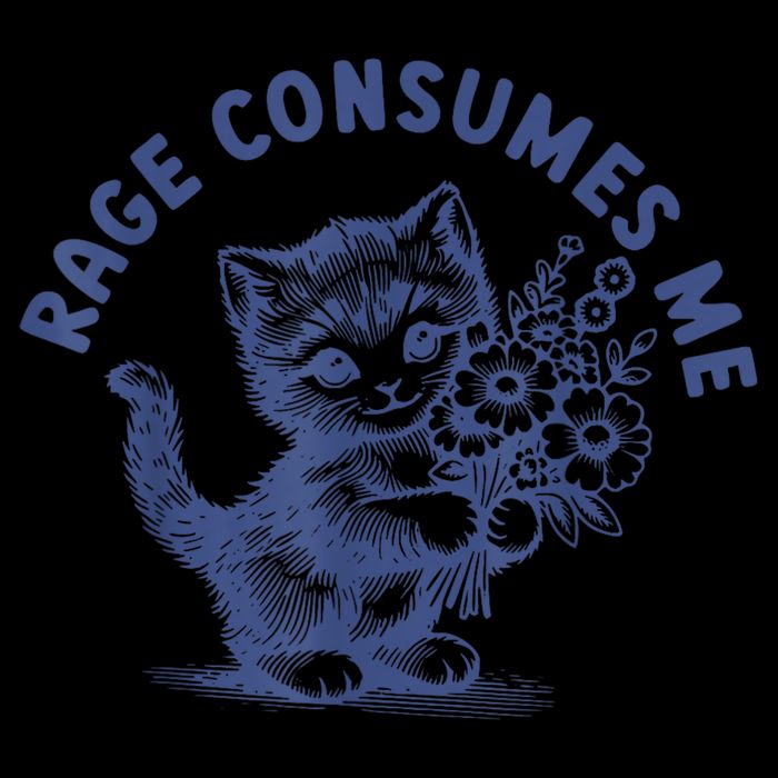 Rage Consumes Me Cat Flower Cute Kitty Cat Meme Drawstring Bag