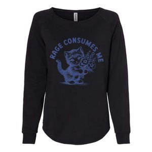 Rage Consumes Me Cat Flower Cute Kitty Cat Meme Womens California Wash Sweatshirt