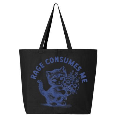 Rage Consumes Me Cat Flower Cute Kitty Cat Meme 25L Jumbo Tote