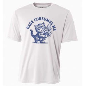 Rage Consumes Me Cat Flower Cute Kitty Cat Meme Cooling Performance Crew T-Shirt