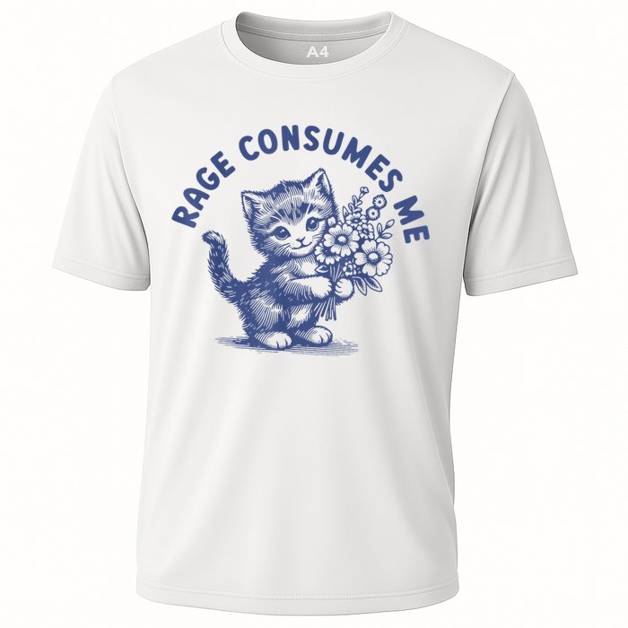 Rage Consumes Me Cat Flower Cute Kitty Cat Meme Cooling Performance Crew T-Shirt