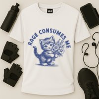 Rage Consumes Me Cat Flower Cute Kitty Cat Meme Cooling Performance Crew T-Shirt