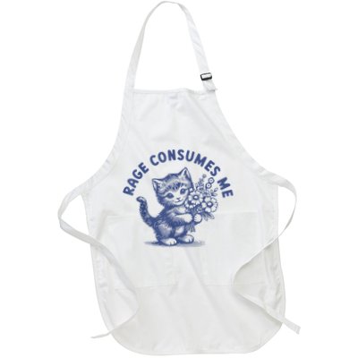Rage Consumes Me Cat Flower Cute Kitty Cat Meme Apron