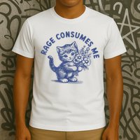 Rage Consumes Me Cat Flower Cute Kitty Cat Meme T-Shirt