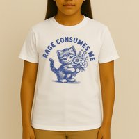 Rage Consumes Me Cat Flower Cute Kitty Cat Meme T-Shirt
