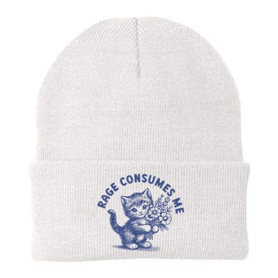 Rage Consumes Me Cat Flower Cute Kitty Cat Meme Beanie