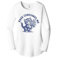 Rage Consumes Me Cat Flower Cute Kitty Cat Meme Women's Perfect Tri Tunic Long Sleeve Shirt