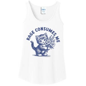 Rage Consumes Me Cat Flower Cute Kitty Cat Meme Ladies Essential Tank