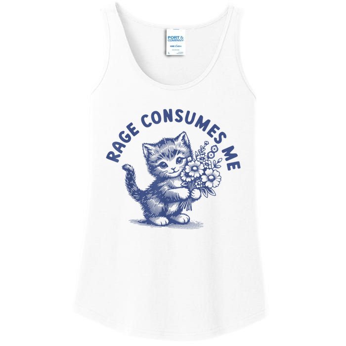 Rage Consumes Me Cat Flower Cute Kitty Cat Meme Ladies Essential Tank