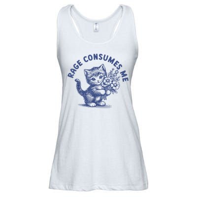 Rage Consumes Me Cat Flower Cute Kitty Cat Meme Ladies Essential Flowy Tank
