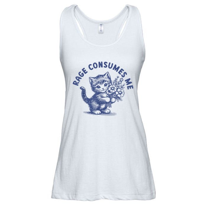 Rage Consumes Me Cat Flower Cute Kitty Cat Meme Ladies Essential Flowy Tank