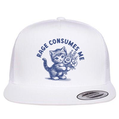 Rage Consumes Me Cat Flower Cute Kitty Cat Meme Flat Bill Trucker Hat