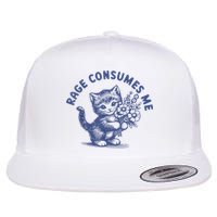 Rage Consumes Me Cat Flower Cute Kitty Cat Meme Flat Bill Trucker Hat