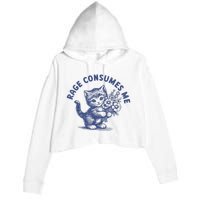 Rage Consumes Me Cat Flower Cute Kitty Cat Meme Crop Fleece Hoodie