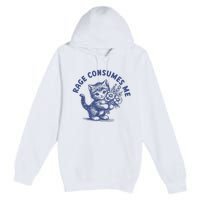 Rage Consumes Me Cat Flower Cute Kitty Cat Meme Premium Pullover Hoodie