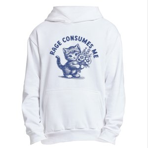 Rage Consumes Me Cat Flower Cute Kitty Cat Meme Urban Pullover Hoodie