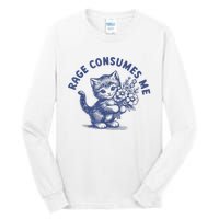 Rage Consumes Me Cat Flower Cute Kitty Cat Meme Tall Long Sleeve T-Shirt