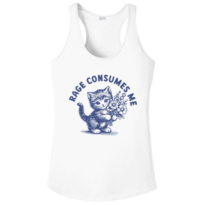 Rage Consumes Me Cat Flower Cute Kitty Cat Meme Ladies PosiCharge Competitor Racerback Tank